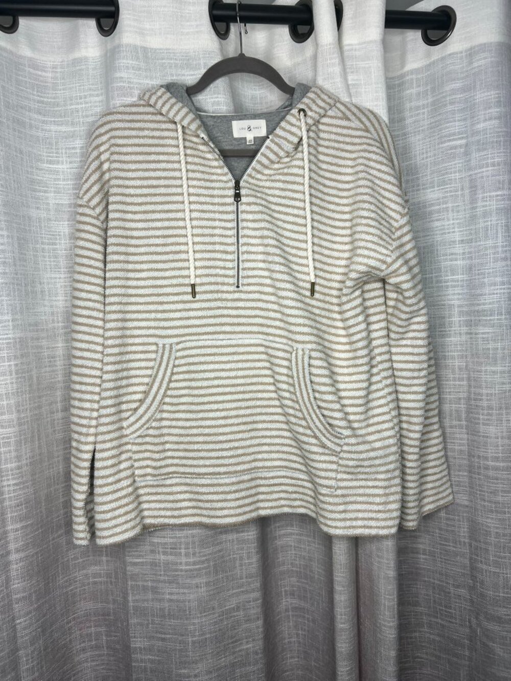 Lou and Grey Striped Terry Cloth Quarter Zip